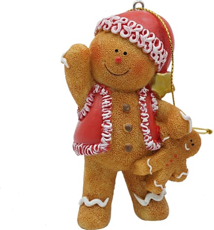 Clayre & Eef Kersthanger Gingerbread man 6x4x9 cm Bruin Polyresin