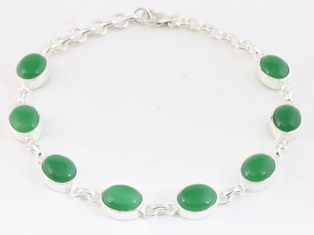 Hoogglans zilveren armband met jade