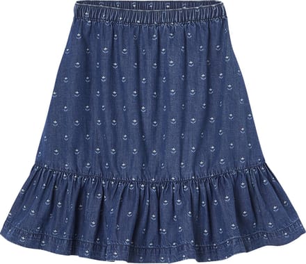 Vertbaudet Halflange rok met ruche van licht denim