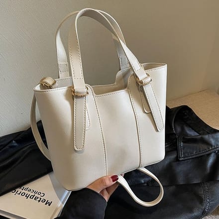 Nieuwe Dames Commuter Emmer Tas Modieuze Patchwork Casual Eénschouder Crossbody Tas voor Dames white