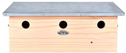 Houten horizontale nestkast met metalen dak voor vogels