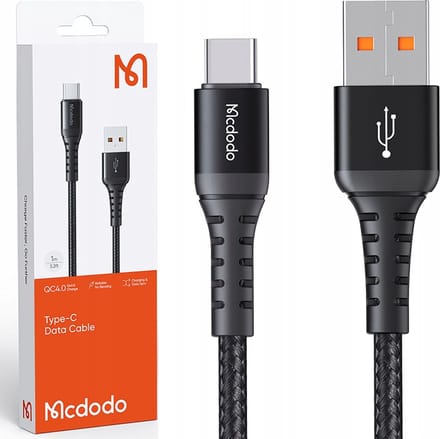 Data- en Oplaadkabel USB-A - USB-C McDodo CA-2271, 18W, 1m, Zwart