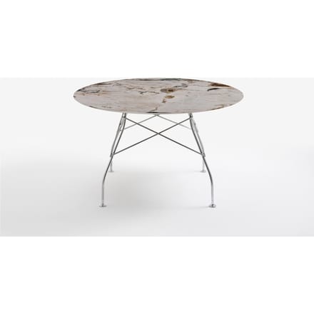 Kartell - Glossy tafel - Symphony - chroom - rond - beige