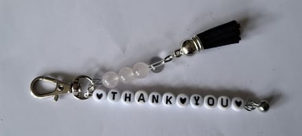 Sleutelhanger "Thank You" / Rozenkwarts
