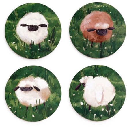 Schapen Set 4 Onderzetters - onderzetters met kurk