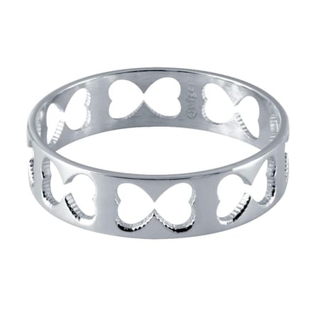 Quiges Stapelring Dames - Vulring Harten - RVS Zilverkleurig - Maat 20 - Hoogte 6mm