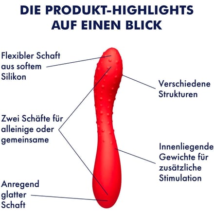 Dubbele siliconen dildo met gewicht, 19,5 cm