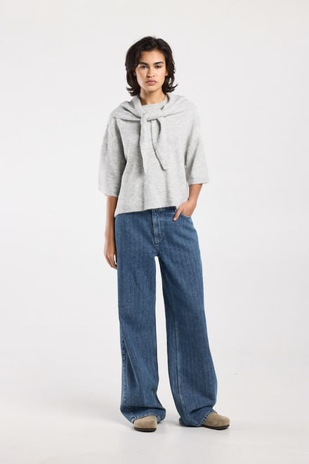 America Today Kemmy Light Grey Melange Größe: XS | Pullover Outlet | Damen | Grau