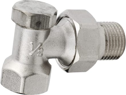 Radiatorconnect voetventiel 1/2" x 1/2" haaks.
