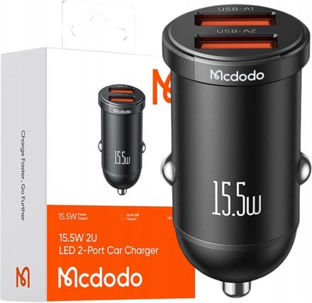 Mcdodo® Autolader - Oplader - Voor telefoon - 2x USB-A - 15.5W