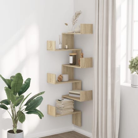 vidaXL - Hoekwandschap - 45x45x147 - cm - bewerkt - hout - sonoma - eikenkleurig