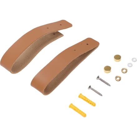 2 STUKS PU Leer Gordijnroedehouder Boho Wandhanger Gordijnroedebeugel Gemonteerde Riemen met Schroeven voor Badkamer Keuken brown