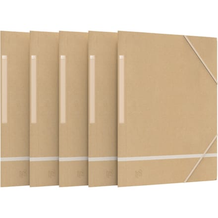Oxford Touareg - elastomap - A4 - karton - naturel wit - pak van 5 mappen