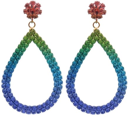 Oorbellen - Oorhangers - Druppel - Steentjes - 6,5cm - Multi