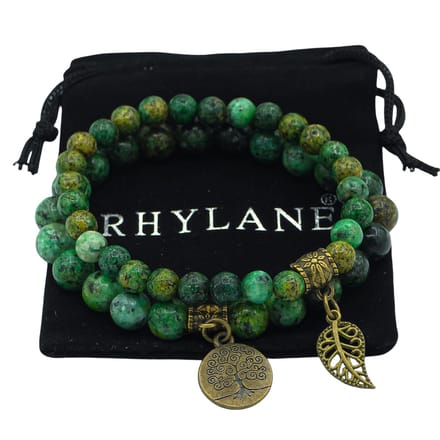 Natuursteen armband set van 2 – Afrikaans Turkoois (Jaspis)