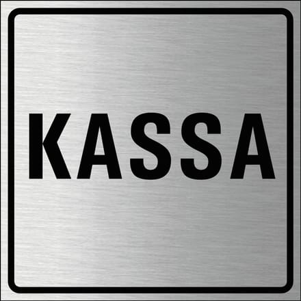 Kassa bordje, geborsteld aluminium 150 x 150 mm