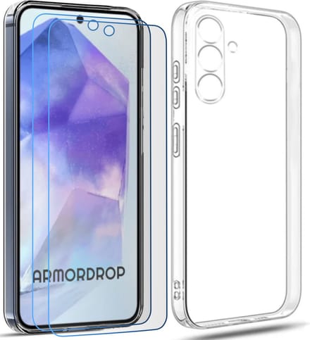 ArmorDrop Transparant Hoesje Inclusief 2x Screenprotector Geschikt Voor Samsung A55