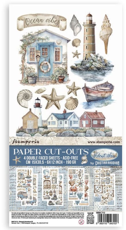 Stamperia - Silent Sea 6x12 Inch Paper Cut-outs (4pcs) (SBBCT12)