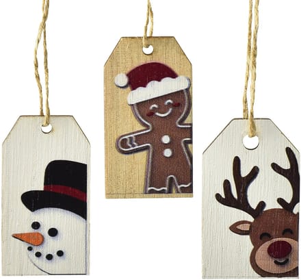 Kerstlabels cadeaulabels Kerstmis 6cm 6st, 6 Stück
