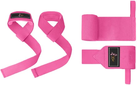 FitGirl Nutrition Combi Pack – Wrist Wraps & Lifting Straps – Neon Pink | Krachttraining & Deadlift Accessoires