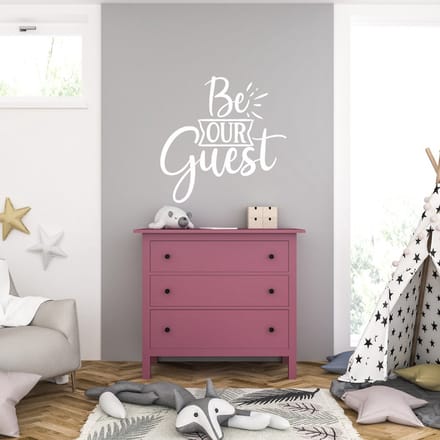 Muursticker - Be Our Guest - 58 x 58 - Wit