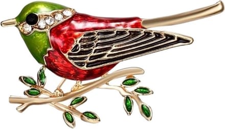 Fako Bijoux® - Broche - Vogel - Vogel Op Tak - 45x26mm - Rood