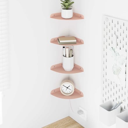 vidaXL - Hoek - Plank - 4 - st - Roze - 15 - x - 15 - x - 2 - cm