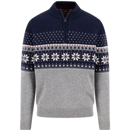 Fynch-Hatton Trui Troyer Zip Fair Isle Lambswool Navy / male