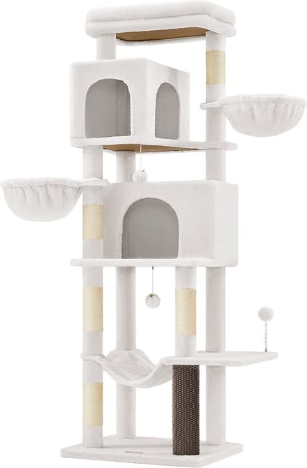 Feandrea - Krabpaal - Kattenboom - 175 cm Hoog - 2 Grotten - 2 Ligmanden - 5 Krabstammen