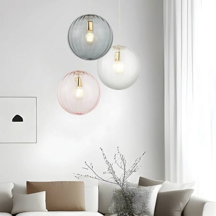 Viokef Hanglamp Diana, helder/goudkleurig, Ø 30 cm, glas
