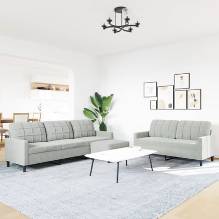 vidaXL - 3-delige - Loungeset - met - kussens - fluweel - lichtgrijs