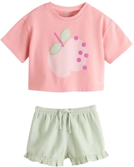 Next - Meisjes - Set van T-shirt met korte mouwen en short - Roze