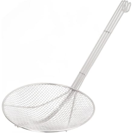 Cuillère Écumoire Long Manche Acier Inoxydable Maille Fine Passoire à Fil Louche avec Crochet pour Cuisiner white