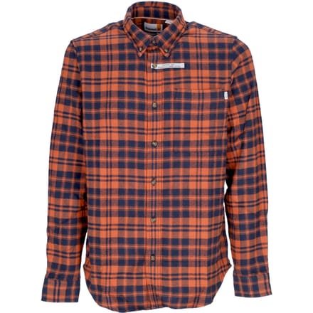 Herenshirt met lange mouwen, zwaar flanel, L/S geruit overhemd, roest