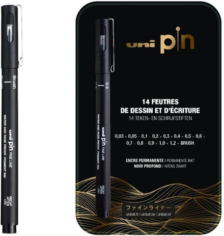 Posca doos van 14 uni pin viltstiften - zwart