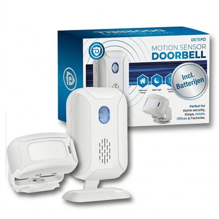 Entreemelder Draadloos met Bewegingssensor - Toegangsmelder - Doorgangsmelder - Plug & Play – Winkelbel met Sensor - Incl. Batterijen