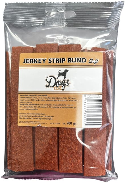 Dogs&Co® Jerkey strips rund 200gram (zakje)