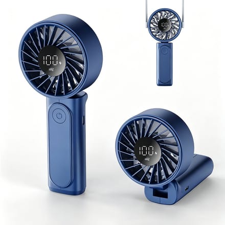 SnelShoppen - Peiyuu Handventilator - Draagbare Ventilator met 4000mAh Oplaadbare Batterij, LED-Display, 6 Snelheden, Mini Ventilator 180° Inklapbaar