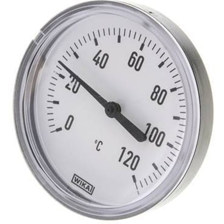 0 tot +120°C Plastic Bimetalen Thermometer 80mm Behuizing 40mm Dompelbuis met Thermowell