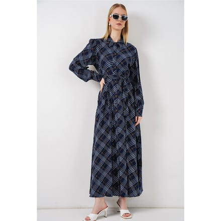 Gingham Midi Hemdjurk met Knopsluiting