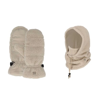 Thermo bivakmuts teddy + Teddy wanten - Dames - Off White / One size