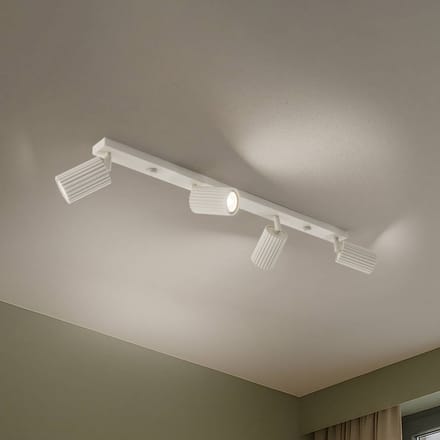Plafondlamp KARBON 4L met 4 verstelbare spots - Sollux Lighting - IP20 - Beige aluminium behuizing - 81 x 6.5 x 16.5 cm - 4 x GU10 LED, exclusief lichtbron - 4 x 10 W - Minimalistische plafondlamp voor woonkamer, slaapkamer en eetkamer