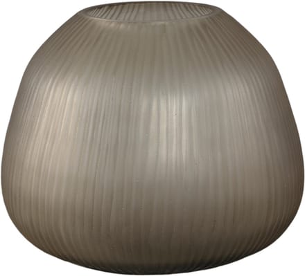 PTMD Marria Brown Glass Vase Handcut Ribbed Round S