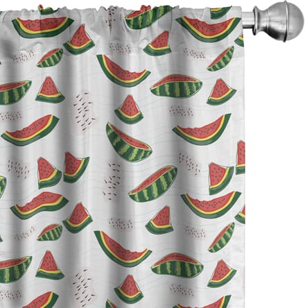 ABAKUHAUS Watermeloen Gordijnset – 2x75x225 cm – Microfiber – Halfschaduw