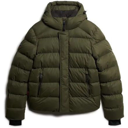Superdry Onze Sport-pufferjas van Microvezel met Capuchon Khaki Grootte: M