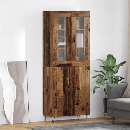 vidaXL - Highboard - Oud - Hout - 69,5 - x - 34 - x - 90 - cm - Bewerkt - hout