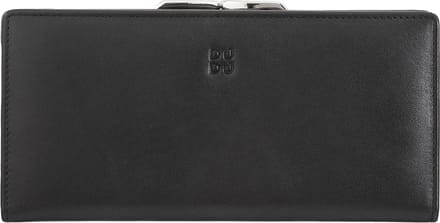 DuDu Portemonnee RFID-bescherming Leer 19.5 cm - Dames - Horizontaal - schwarz rose