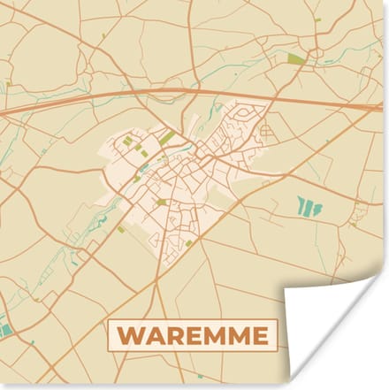 Poster Plattegrond - Stadskaart - Waremme - Kaart - België - 30x30 cm