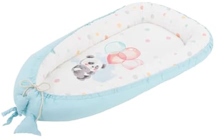Multifunctioneel Babynest voor Baby's - Lichtblauw Panda, Antiallergisch, Draagbaar