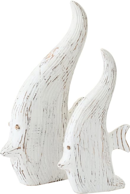J-Line decoratie Vis Antiek - hout - gebroken wit - large